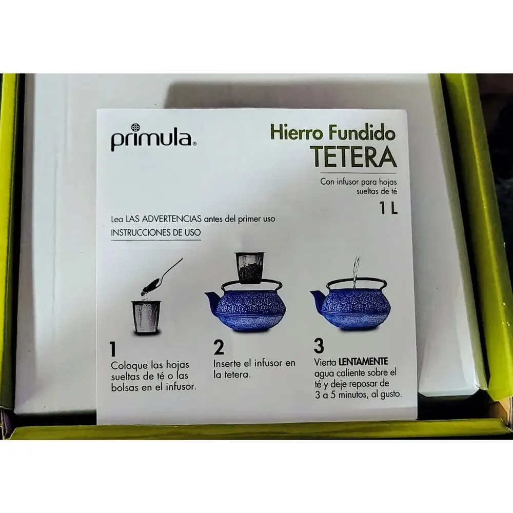 Primula 34oz Blue Cast Iron Teapot w/ Stainless Steel Mesh Infuser - New in Box